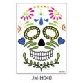 Day of the Dead sugar skull face temporary tattoo sticker, colorful festival makeup design. - JM-H040