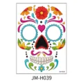 Day of the Dead sugar skull temporary face tattoo sticker for Halloween party makeup. - JM-H039