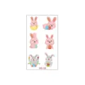 Easter bunny cartoon temporary tattoo sticker sheet, waterproof cute colorful rabbit design. - ws-108 / 60x105mm