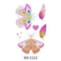 Pink butterfly feather temporary face tattoo sticker dopamine glitter body art decal - Pink Dopamine Butterfly(WS-C213)