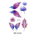 Water-resistant galaxy butterfly wings and floral temporary tattoo sticker sheet for party. - Starry Butterfly Lotus(WS-C214)