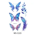 Galaxy butterfly temporary tattoo sticker set, blue purple watercolor waterproof body art. - Blue-Purple Starry Butterfly(WS-C215)