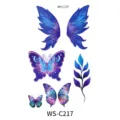 Cosmic blue butterfly temporary face tattoos sheet, glitter galaxy body sticker for party. - Gradient Butterfly Heart(WS-C217)