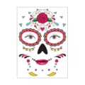 Halloween Day of the Dead temporary face tattoo sticker colorful sugar skull makeup sheet. - SY-B131