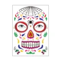 Day of the Dead temporary face tattoo sticker, colorful Halloween skull makeup design. - SY-B130