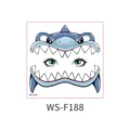 Kinderen cartoon haai gezicht tattoo sticker, blauwe dieren masker variant voor feest rekwisieten. - Haai Stijl (WS-F-188)