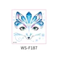 Kind blauw kristal vos gezicht sticker, tijdelijke tatoeage voor feest optreden. - IJsblauw Vos Stijl (WS-F-187)