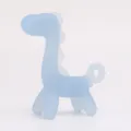 Silicone dinosaur baby teether toy, safe food-grade molar stick for infants and newborns. - Transparent Blue