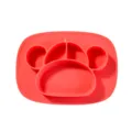 Cute monkey shaped silicone baby divided suction plate, anti drop toddler dinnerware red. - Red