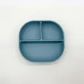 Silicone baby suction plate divided toddler feeding dish cute kids tableware blue color - 5174 Gray Blue