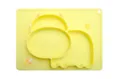 Cute yellow silicone baby divided plate with cute animal design, safe and durable food grade. - Cow Pattern Yellow