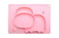 Silicone baby divided plate, cute cow shape infant feeding suction dish, pink tableware. - Cow Pink