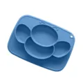 Silicone baby suction plate with bee design, divided food tray for toddlers and infants. - Blue
