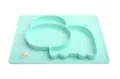 Silicone baby suction plate, divided toddler placemat, one-piece infant feeding tableware green. - Cow Pattern Green