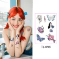 Laser butterfly tattoo stickers for women, trendy waterproof body art decals for party styling. - Holographic Style TJ-098 / 105x150mm