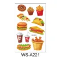 Cartoon fastfood tijdelijke tattoo stickervel met leuke burgers, pizza en frietjes. - Burger WS-A221
