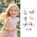 Waterproof laser butterfly temporary tattoo stickers for kids, cute fairy party body art. - Laser Style TJ-100 / 105x150mm