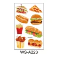 Fastfood tijdelijke tattoo sticker blad met burger pizza patat waterdicht ontwerp. - Hamburger WS-A223