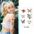 New laser butterfly temporary tattoo sticker for trendy party matching waterproof style. - Laser Style TJ-101 / 105x150mm