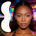 Face tattoo stickers featuring sparkling golden and silver stars for party makeup looks. - Gold and Silver Stamping Freckle Sticker (TJ-033)