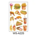 Adesivi per tatuaggi temporanei di cibo hamburger pizza patatine fritte impermeabili. - Hamburger WS-A225