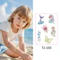 Waterproof gold foil temporary tattoo stickers with laser butterfly and mermaid for party style. - Holographic Style TJ-103 / 105x150mm