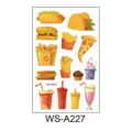 Foglio di adesivi per tatuaggi temporanei di fast food con hamburger, pizza, patatine e bevande. - Burger WS-A227