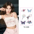 Laser butterfly temporary tattoo stickers waterproof metallic body art for women party daily fashion - Holographic Style TJ-104 / 105x150mm