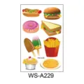 Foglio di tatuaggio temporaneo impermeabile con simpatici disegni di cibo e hamburger. - Burger WS-A229