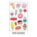 Simpatico foglio di tatuaggi temporanei con dessert in stile cartone animato, adesivi kawaii. - Dolce dipinto WS-EZ059