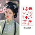 Traditional Chinese style temporary face tattoo sticker, beautiful eyebrow flower decal waterproof. - WS087
