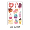 Adesivi per tatuaggi temporanei di cibo cartone animato, design dessert kawaii impermeabile. - Dolce dipinto WS-EZ061