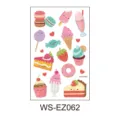 Foglio di adesivi per tatuaggi con dessert di cartoni animati con macarons e gelati. - Dessert dipinto WS-EZ062
