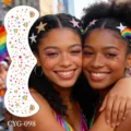 Colorful Pride face tattoo stickers with cute stars and rainbow freckles for party makeup. - Pride Day Sticker (CYG-098)