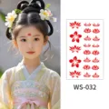 Waterproof red flower Huadian forehead tattoo stickers for ancient Chinese style makeup photos. - WS032