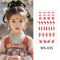 Red flower brow sticker temporary face tattoo for ancient Chinese Hanfu costume makeup. - WS035