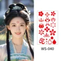 Red forehead tattoo sticker set, ancient style Chinese Huadian makeup prop for women photo. - WS040