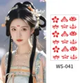 Red flower brow sticker ancient Chinese style temporary tattoo sheet face decal for women - WS041