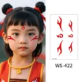 Traditional Chinese style forehead face tattoo stickers, waterproof red flame pattern design. - WS422