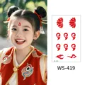 Waterproof temporary forehead tattoo sticker for women, ancient Chinese style flower design. - WS419