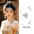 Traditional Chinese flower temporary face tattoo stickers for vintage makeup and photo shoots. - WS436