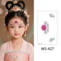 Ancient Chinese style floral forehead temporary tattoo sticker for women and kids makeup look. - WS427