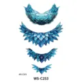 Autocollant de tatouage temporaire imperméable à écailles de poisson bleu pour bras et visage. - WS-C253