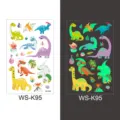 Kids glowing dinosaur temporary tattoo stickers waterproof luminous cartoon body art for party. - WS-K95 / 120*76mm