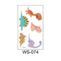 Cute cartoon dinosaur tattoo sticker variant featuring colorful cute dino graphics for kids. - Dinosaur WS-074 / 60*105mm