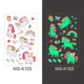 Cute cartoon luminous unicorn temporary tattoo stickers for kids, waterproof design. - WS-K103 / 120*76mm