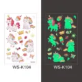 Kids luminous cartoon unicorn temporary tattoo sticker waterproof glow in the dark face body art - WS-K104 / 120*76mm