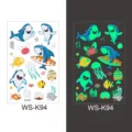 Kids luminous waterproof temporary tattoo stickers, cute cartoon ocean shark design for party. - WS-K94 / 120*76mm