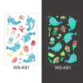Glow in the dark temporary tattoo stickers for kids, cute cartoon marine animal designs. - WS-K91 / 120*76mm