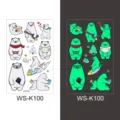 Kids luminous cartoon polar bear tattoo stickers waterproof night glowing cute animal decals. - WS-K100 / 120*76mm